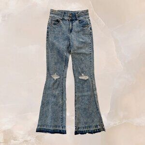 DOLLHOUSE Jeans Women  7/8 Medium Light Acid Wash High Rise Flares Waist 28 L 31